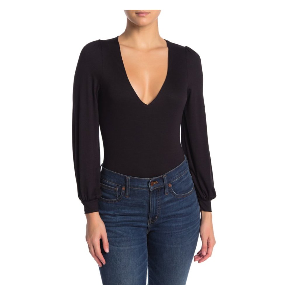 Vanity Room Puff Sleeve V-Neck Bodysuit